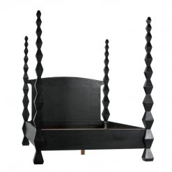 Noir Furniture Noir Brancusi Bed, Queen, Hand Rubbed Black Accent Tables