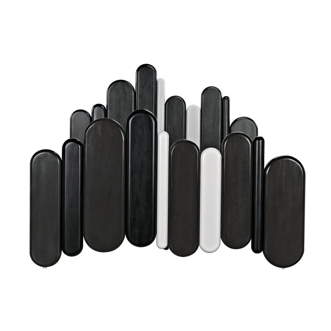 Noir Furniture Noir Corso Bed, Queen, Hand Rubbed Black, Pale, And Solid White