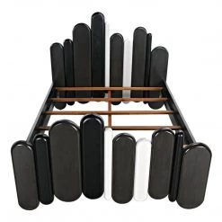 Noir Furniture Noir Corso Bed, Queen, Hand Rubbed Black, Pale, And Solid White