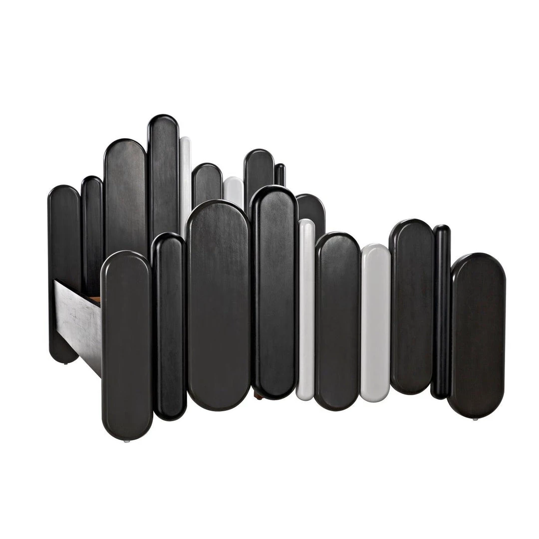 Noir Furniture Noir Corso Bed, Queen, Hand Rubbed Black, Pale, And Solid White