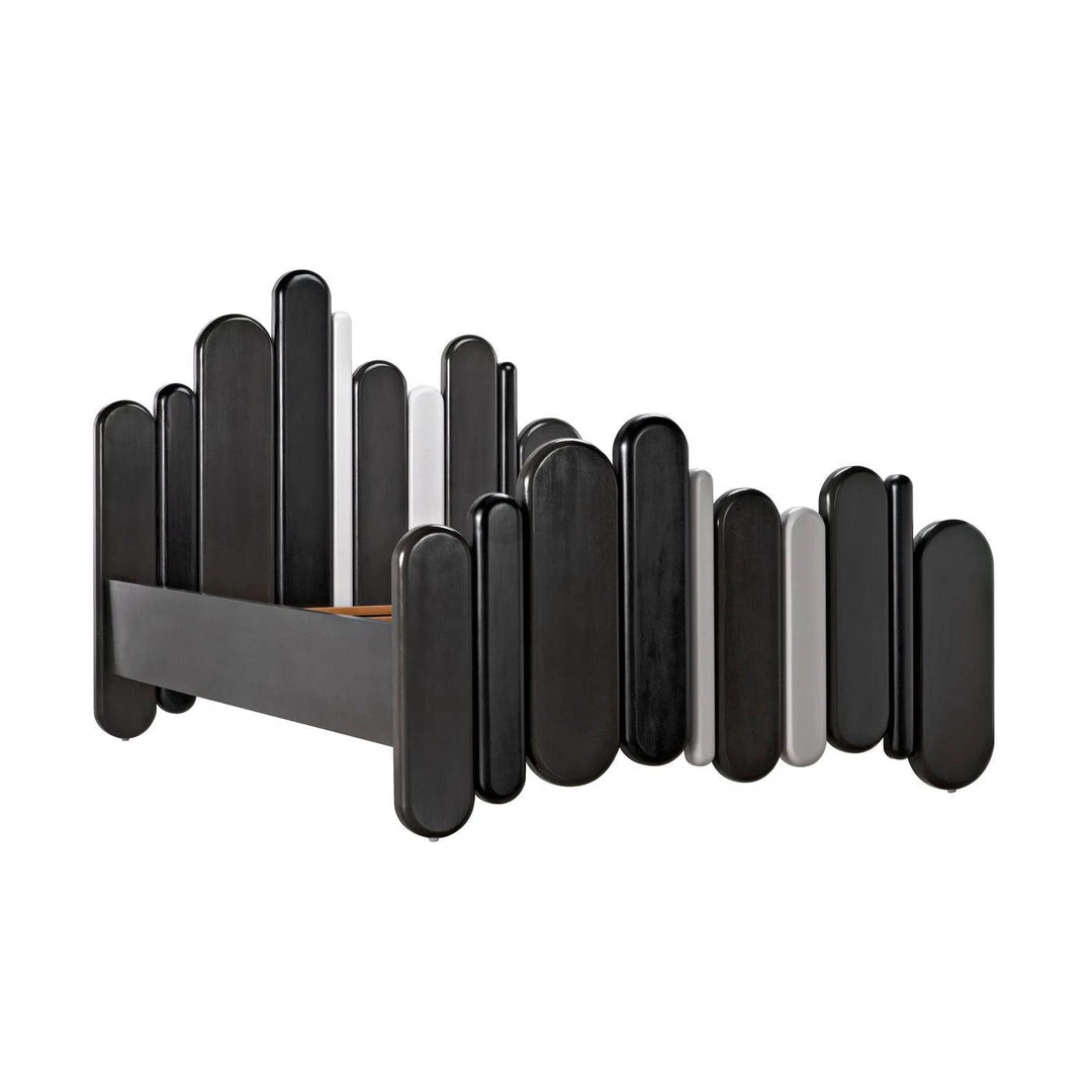 Noir Furniture Noir Corso Bed, Queen, Hand Rubbed Black, Pale, And Solid White