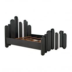 Noir Furniture Noir Corso Bed, Queen, Hand Rubbed Black, Pale, And Solid White