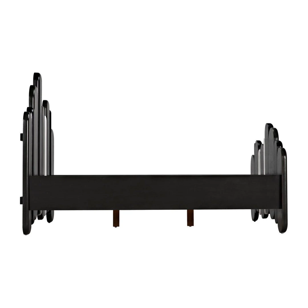 Noir Furniture Noir Corso Bed, Queen, Hand Rubbed Black, Pale, And Solid White