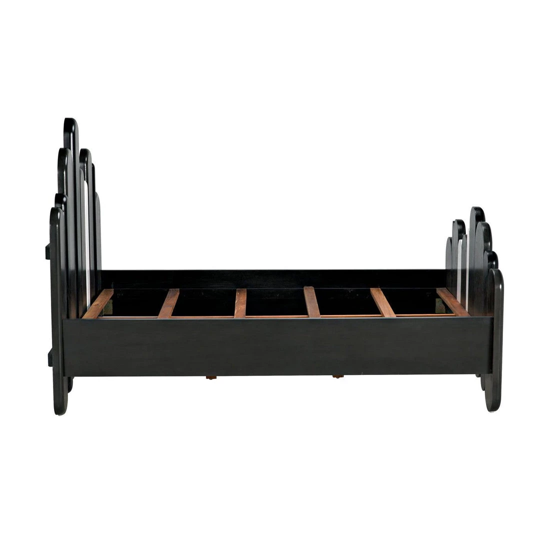 Noir Furniture Noir Corso Bed, Queen, Hand Rubbed Black, Pale, And Solid White