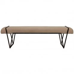 Noir Furniture Noir Larkin Bench, Metal With Linen Benches & Ottomans