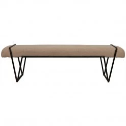 Noir Furniture Noir Larkin Bench, Steel With Linen Accent Tables