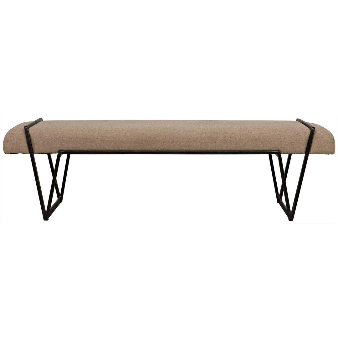 Noir Furniture Noir Larkin Bench, Steel With Linen Accent Tables