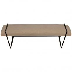 Noir Furniture Noir Larkin Bench, Metal With Linen Benches & Ottomans