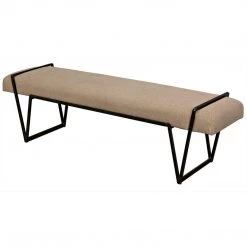 Noir Furniture Noir Larkin Bench, Steel With Linen Accent Tables