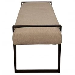 Noir Furniture Noir Larkin Bench, Metal With Linen Benches & Ottomans