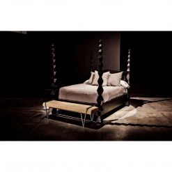 Noir Furniture Noir Larkin Bench, Steel With Linen Accent Tables