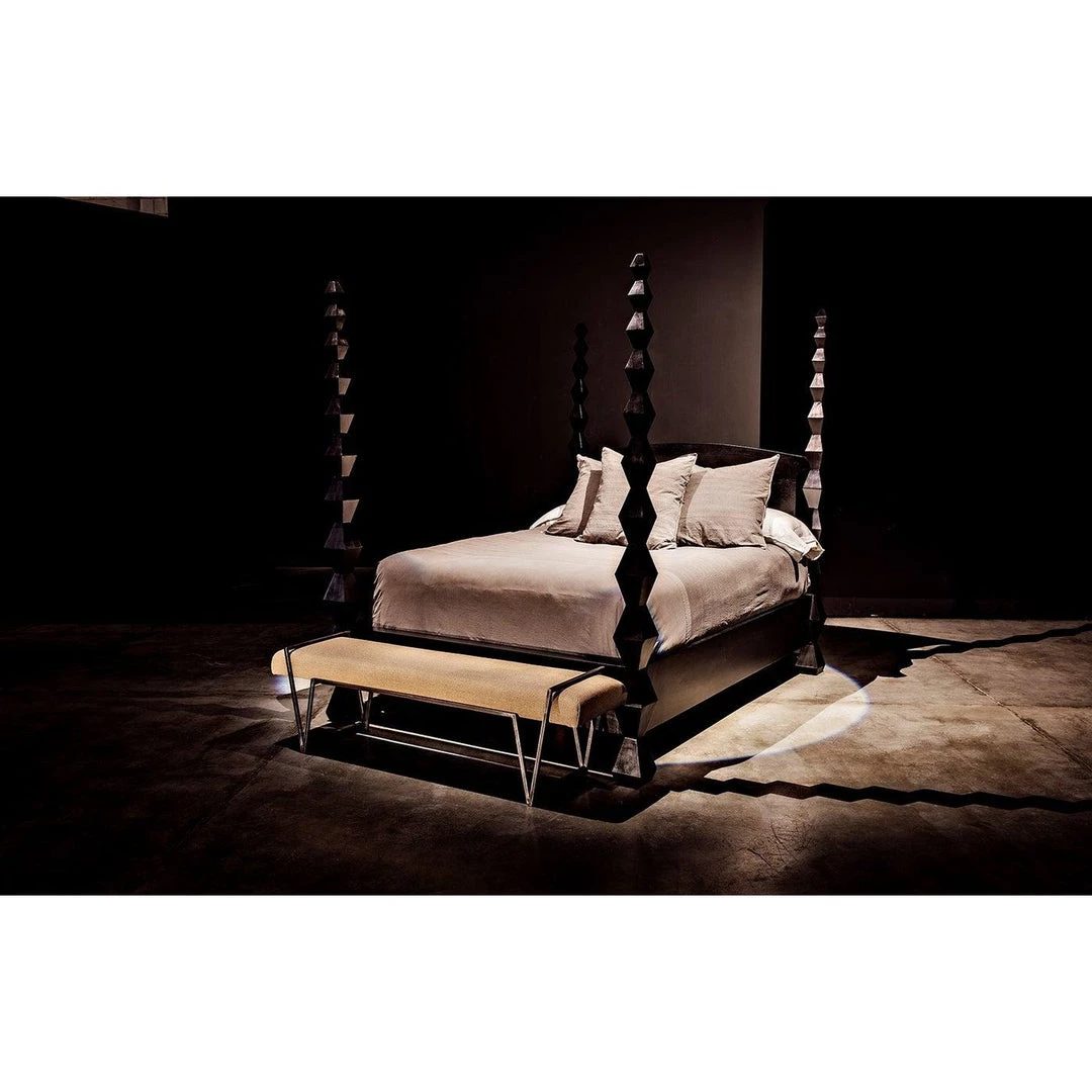 Noir Furniture Noir Larkin Bench, Steel With Linen Accent Tables