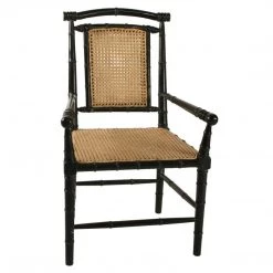 Noir Furniture Dining Chairs Noir Colonial Bamboo Arm Chair, Hand Rubbed Black