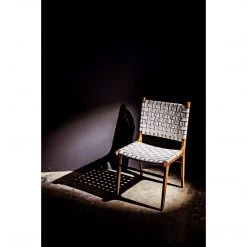 Dining Chairs Noir Furniture Dede Dining Chair, Teak/White Leather