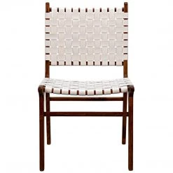 Dining Chairs Noir Furniture Dede Dining Chair, Teak/White Leather