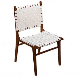 Dining Chairs Noir Furniture Dede Dining Chair, Teak/White Leather