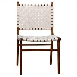 Dining Chairs Noir Furniture Dede Dining Chair, Teak/White Leather