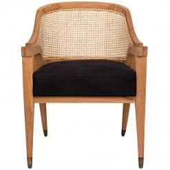 Noir Furniture Chloe Chair, Teak, Caning, And Black Cotton