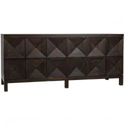 Noir Furniture Noir Quadrant 3 Door Sideboard, Ebony Walnut