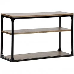 Noir Furniture Small Novie Console With Black Metal, Walnut