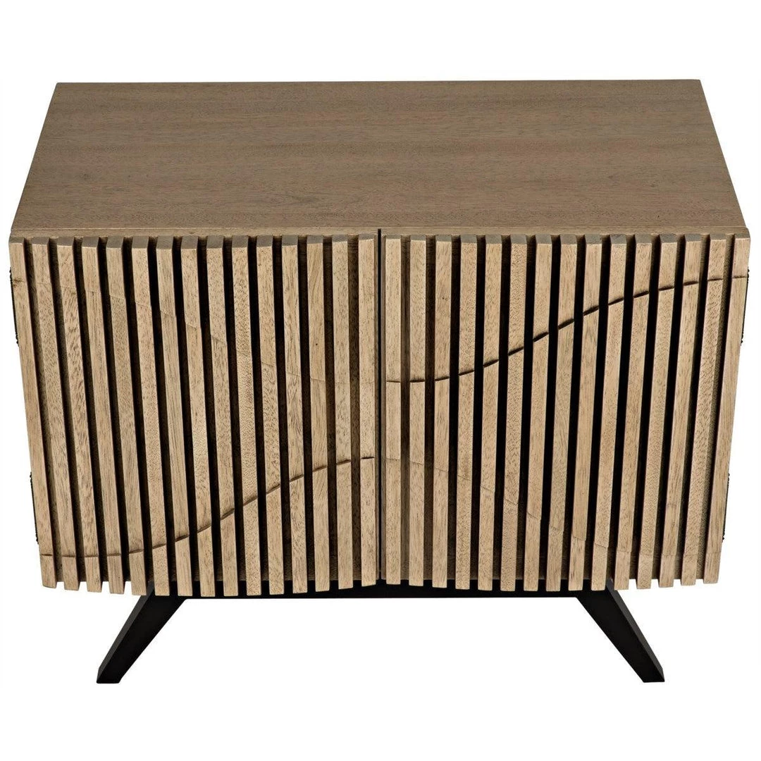 Noir Furniture Noir Illusion Single Sideboard With Metal Base, Bleached Walnut