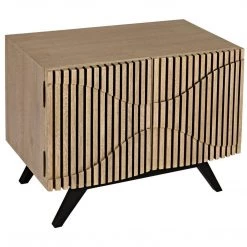 Noir Furniture Noir Illusion Single Sideboard With Metal Base, Bleached Walnut