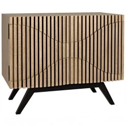 Noir Furniture Noir Illusion Single Sideboard With Metal Base, Bleached Walnut
