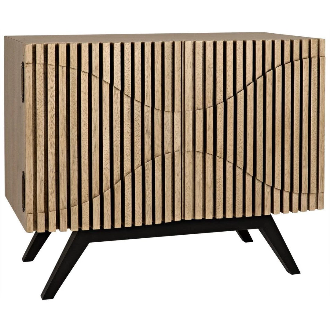 Noir Furniture Noir Illusion Single Sideboard With Metal Base, Bleached Walnut