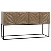 Consoles Noir Furniture Zurich Console, Bleached Walnut With Metal