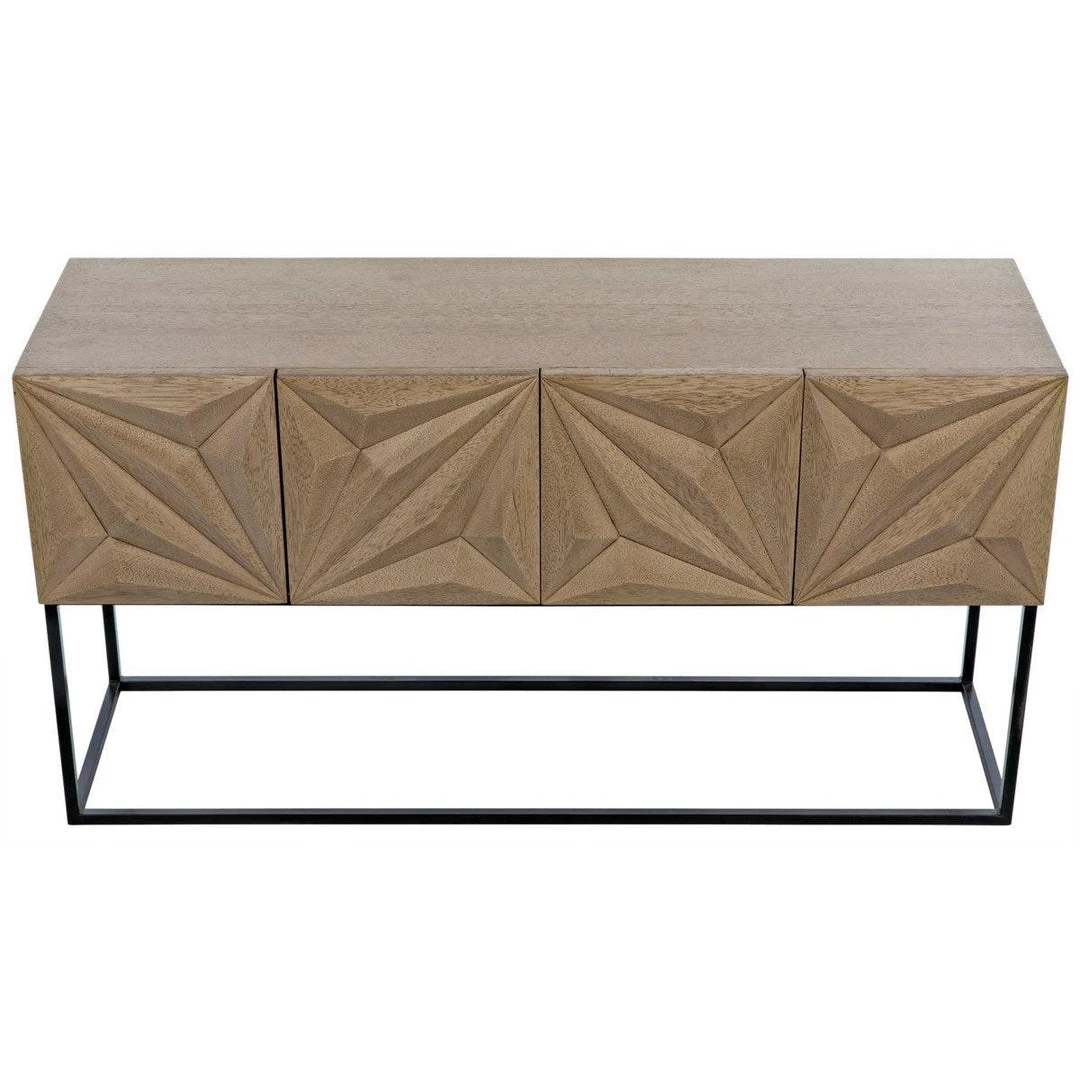 Consoles Noir Furniture Zurich Console, Bleached Walnut With Metal