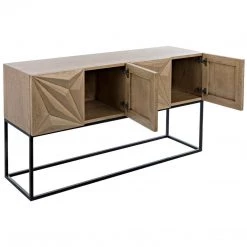 Consoles Noir Furniture Zurich Console, Bleached Walnut With Metal