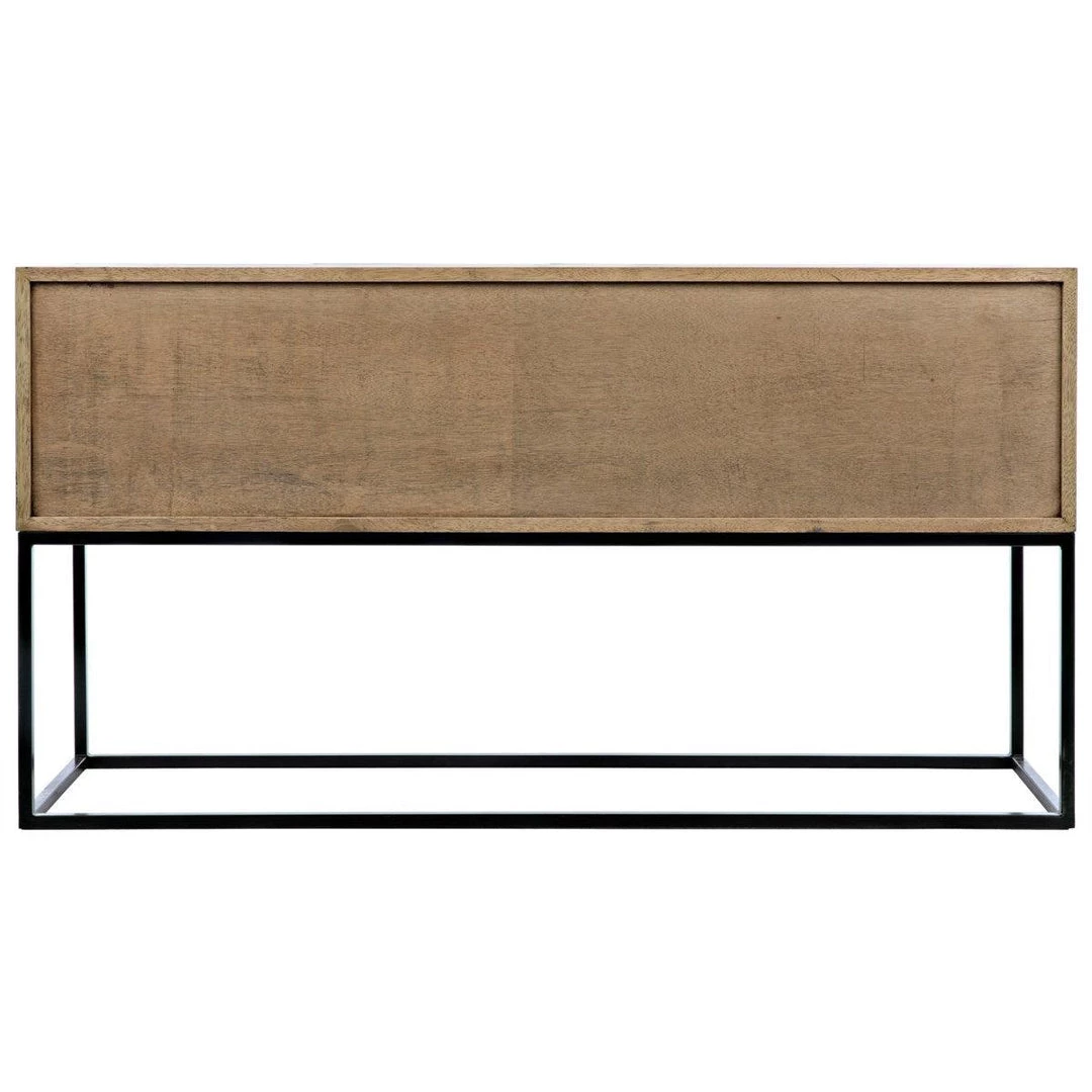 Consoles Noir Furniture Zurich Console, Bleached Walnut With Metal