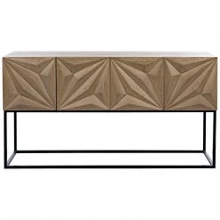Consoles Noir Furniture Zurich Console, Bleached Walnut With Metal