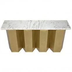 Noir Furniture Shilo Console, Metal And White Stone