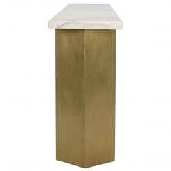 Noir Furniture Shilo Console, Metal And White Stone