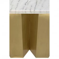 Noir Furniture Shilo Console, Metal And White Stone