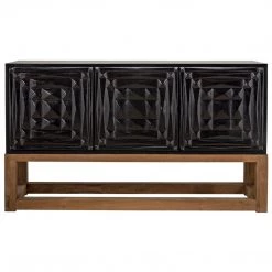 Noir Furniture Noir Oliver Sideboard, Hand Rubbed Black & Teak
