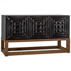 Noir Furniture Noir Oliver Sideboard, Hand Rubbed Black & Teak
