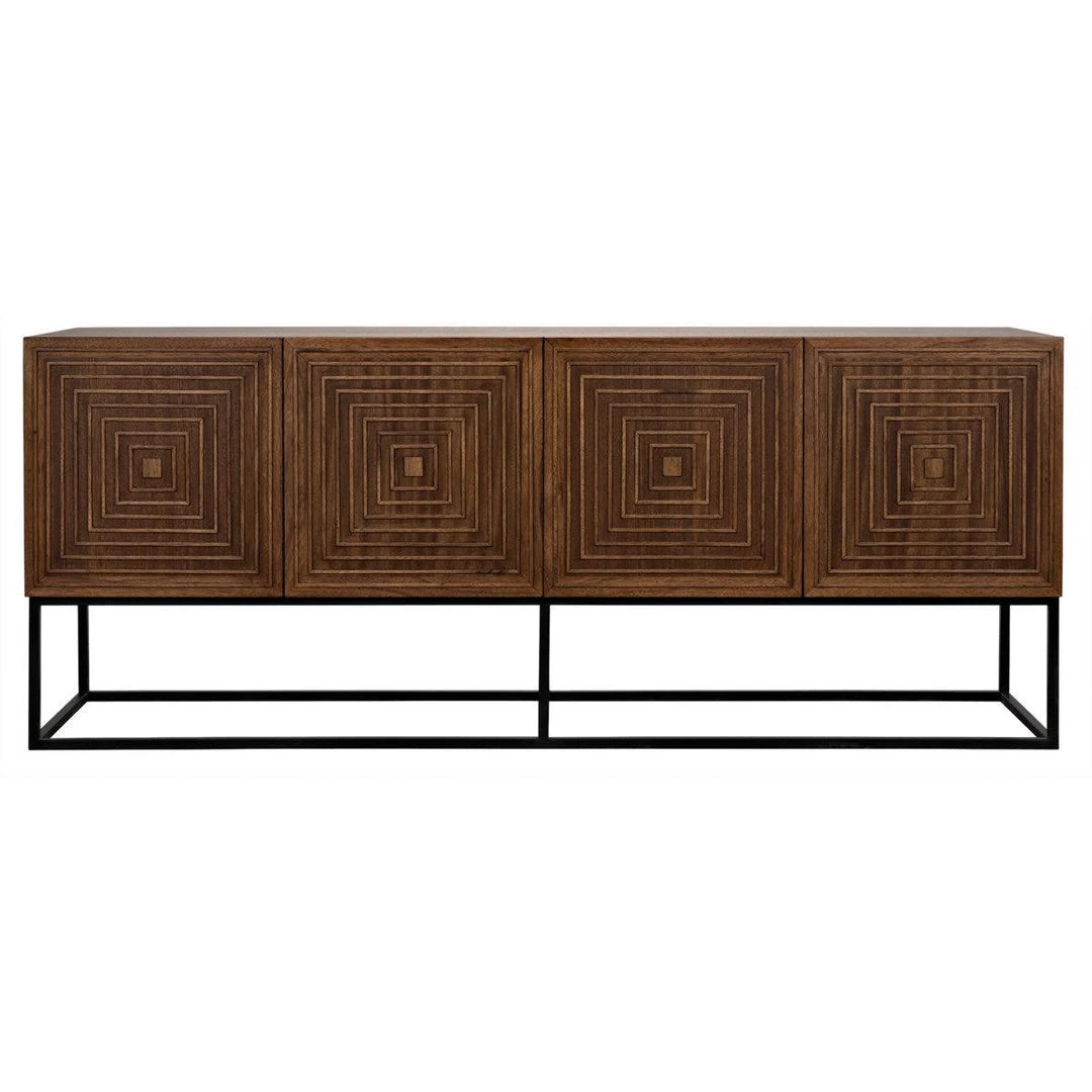 Buffets Noir Furniture Lanon Sideboard With Metal Base, Dark Walnut