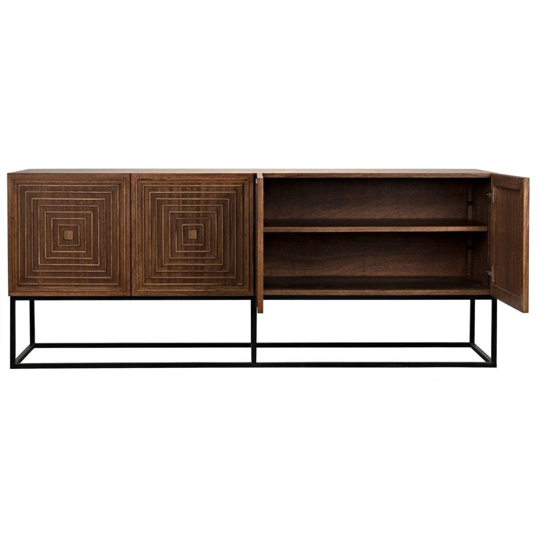 Buffets Noir Furniture Lanon Sideboard With Metal Base, Dark Walnut