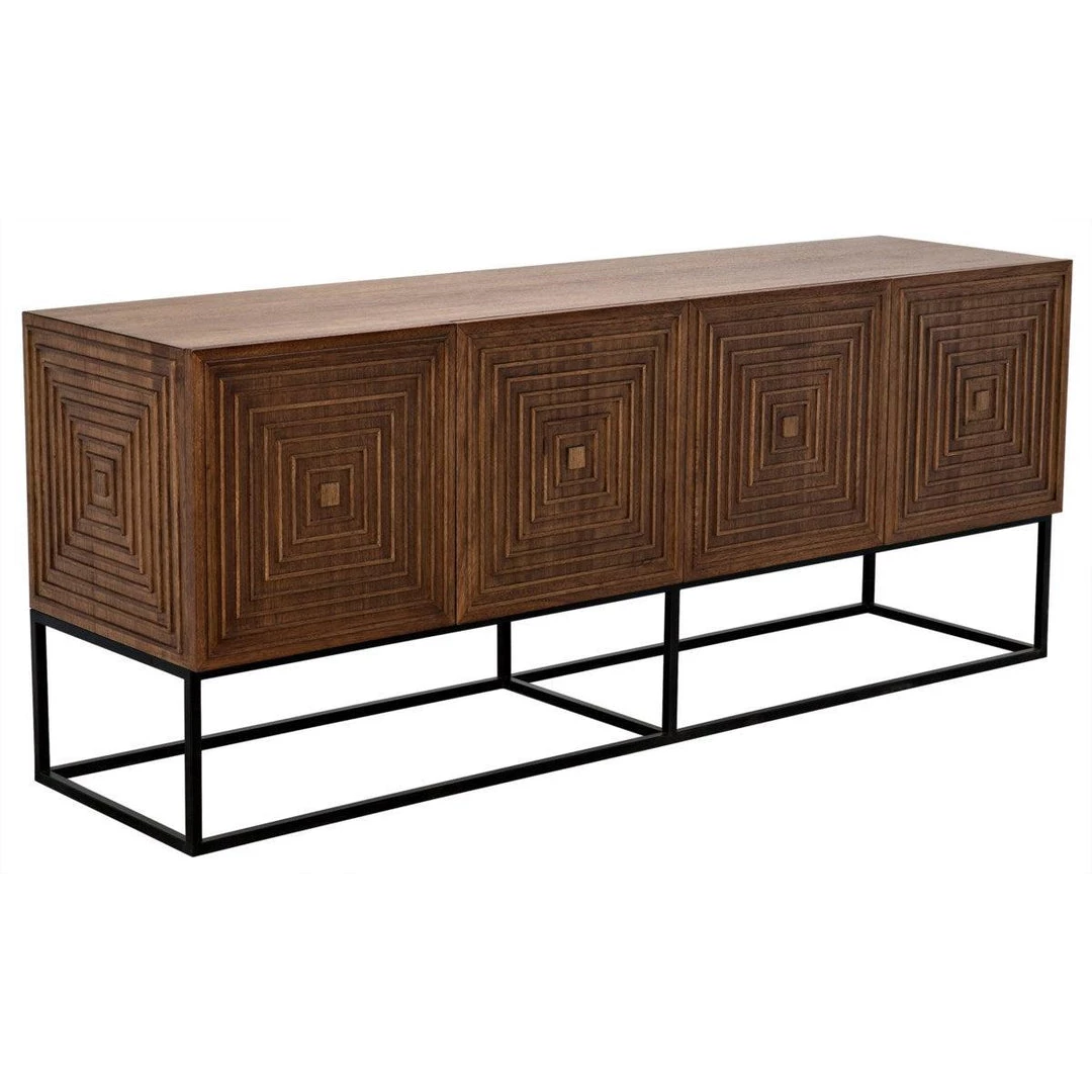 Buffets Noir Furniture Lanon Sideboard With Metal Base, Dark Walnut