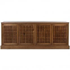 Noir Furniture Genti 4 Door Sideboard, Dark Walnut