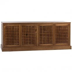 Noir Furniture Genti 4 Door Sideboard, Dark Walnut