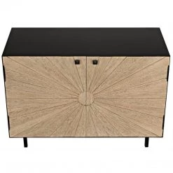 Noir Furniture Ray Sideboard With Metal Box, Bleached Walnut Buffets