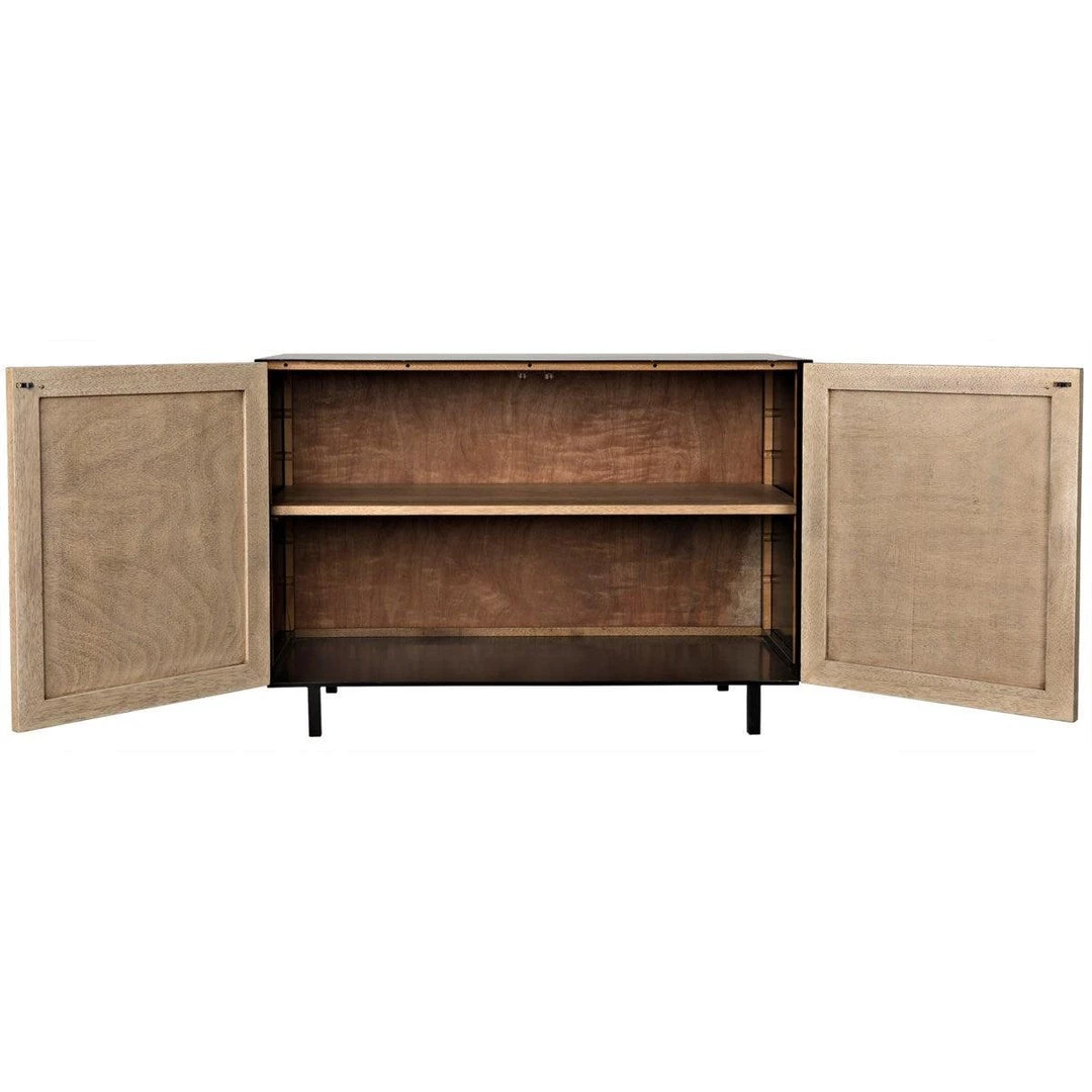Noir Furniture Ray Sideboard With Metal Box, Bleached Walnut Buffets