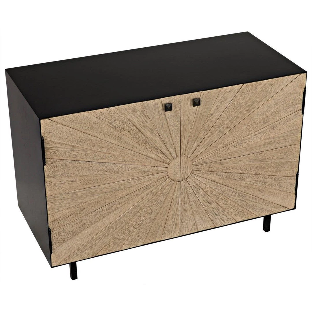 Noir Furniture Ray Sideboard With Metal Box, Bleached Walnut Buffets