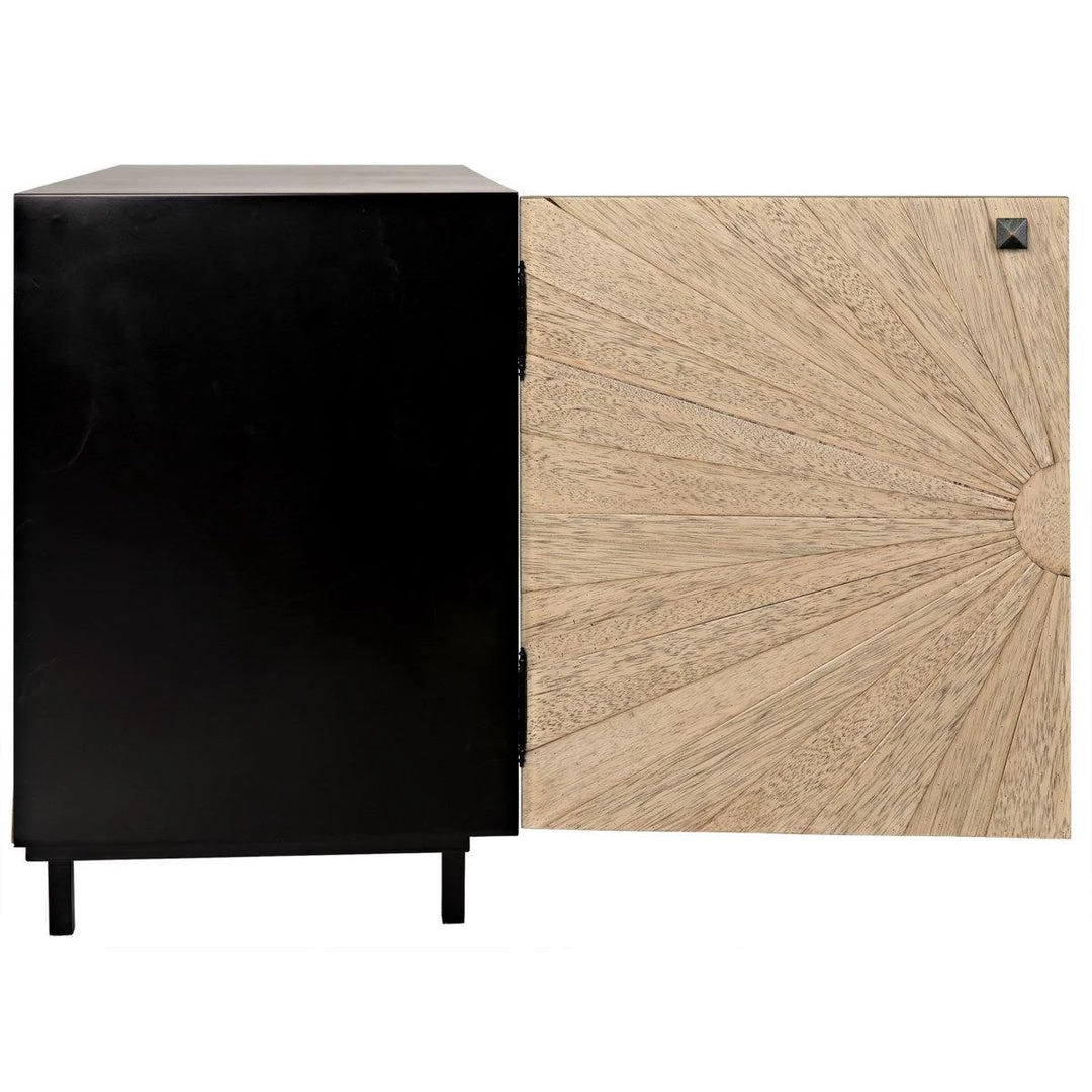 Noir Furniture Ray Sideboard With Metal Box, Bleached Walnut Buffets