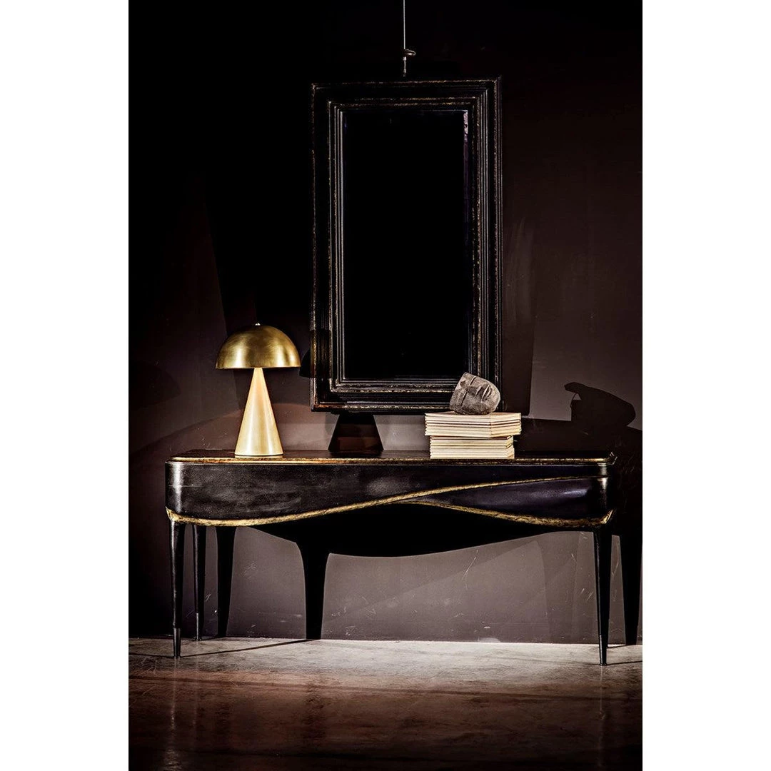 Consoles Noir Furniture Carlisle Console, Hand Rubbed Black With Gold