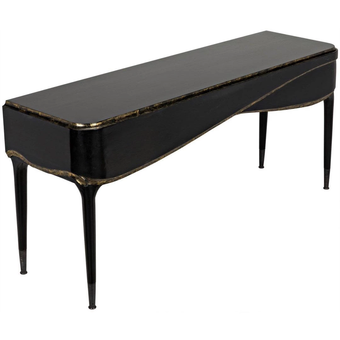 Consoles Noir Furniture Carlisle Console, Hand Rubbed Black With Gold