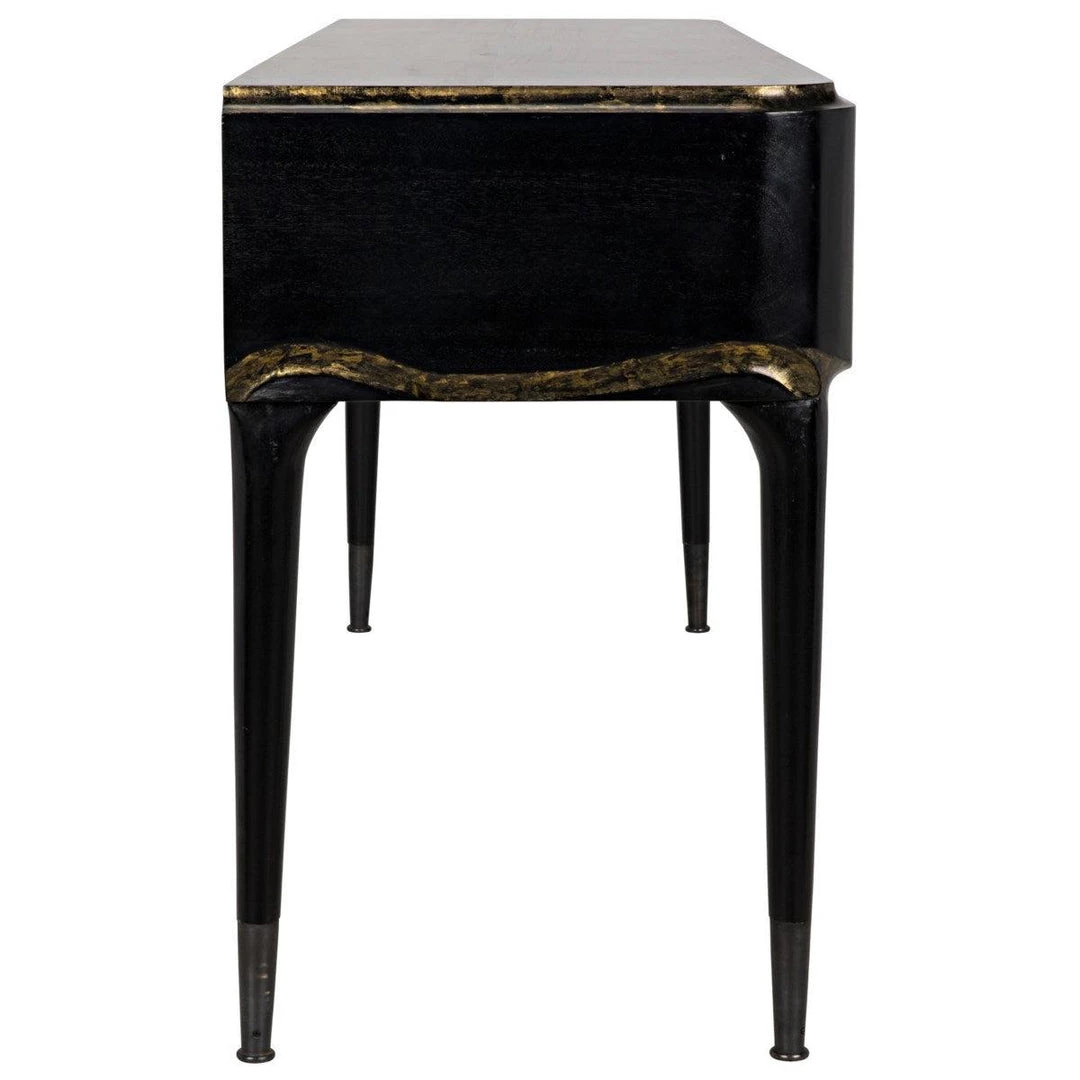 Consoles Noir Furniture Carlisle Console, Hand Rubbed Black With Gold